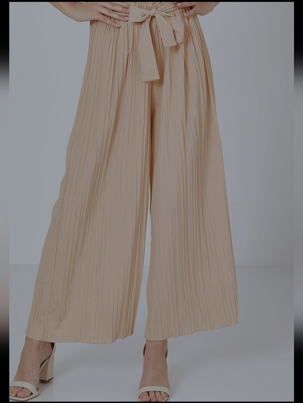 Pleated Wide-Leg Pants - Mocha Cream